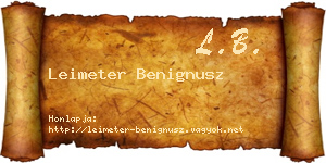 Leimeter Benignusz névjegykártya